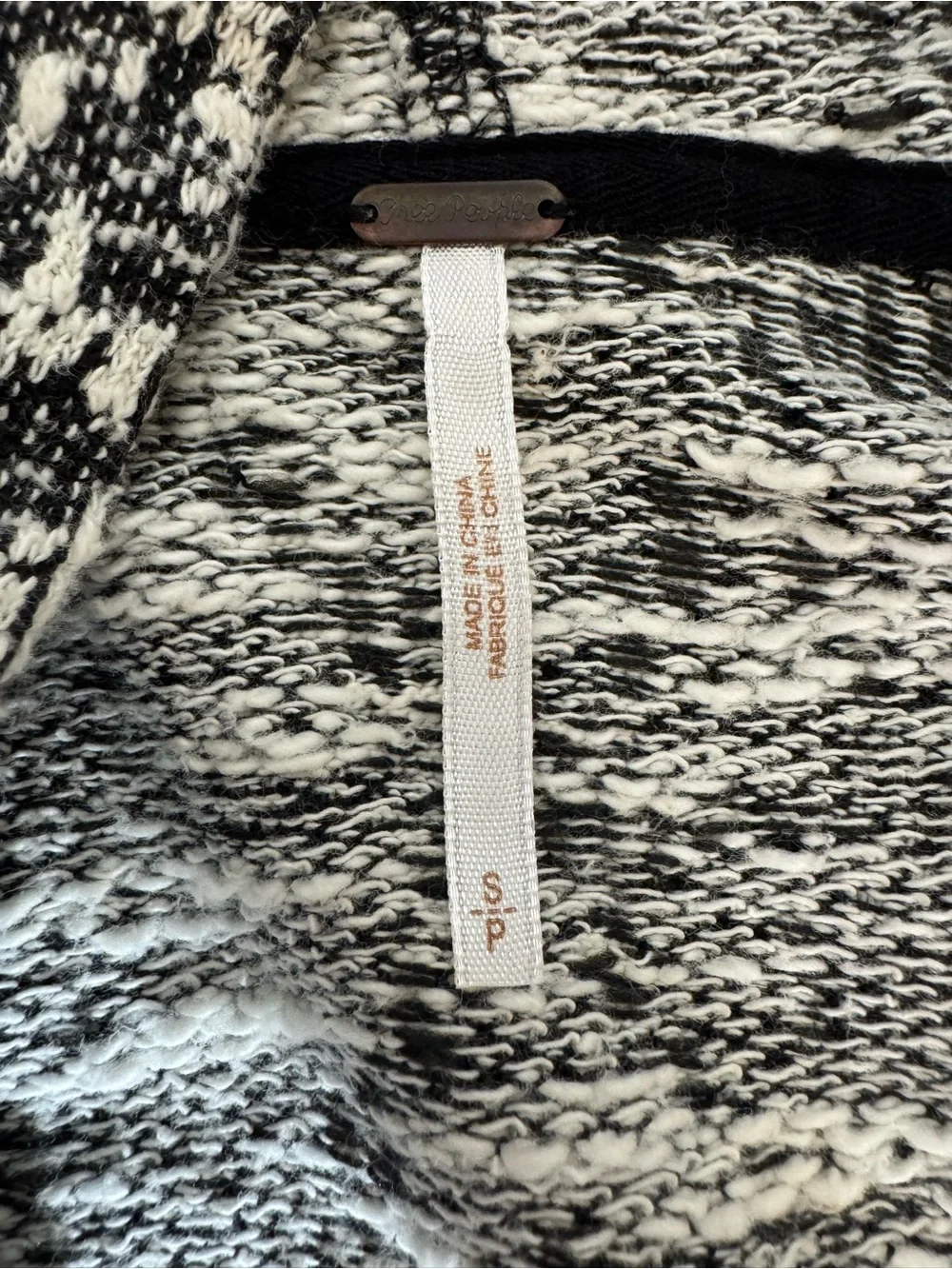 Free People Come Out Of Style Geometric Knit Full Zip Hoodie Sweater Jacket S